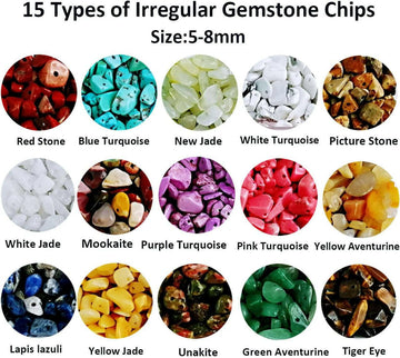 Gemstone Beads Natural Irregular Shaped Stone Chips Crystal Energy Healing Power for Jewelry Making(15-1)